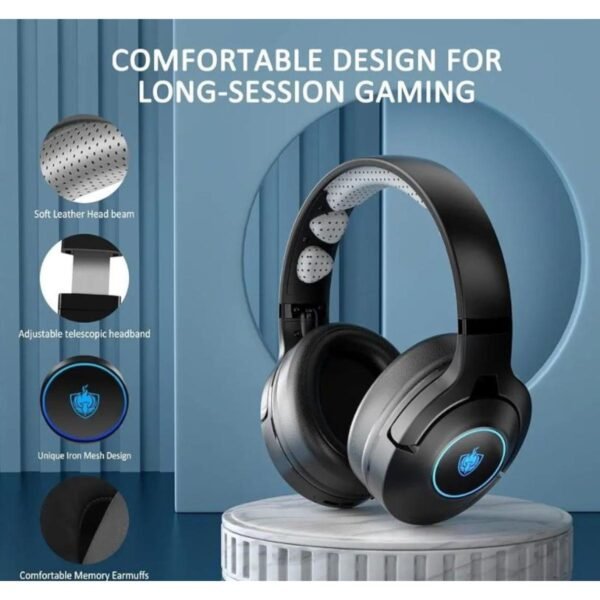 PHOINIKAS Q9 Wired/Wireless Over Ear Headphones with Detachable Noise Canceling Mic, 7.1 Sound, Wireless Bluetooth Music Headset for Phone, Up to 40h