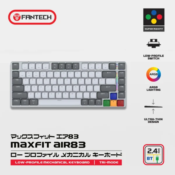 FANTECH SUPER MAXFIT AIR83 MK915 75% LOW PROFILE WIRELESS MECHANICAL KEYBOARD - 3 Connection Mode