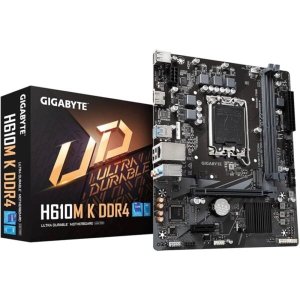 GIGABYTE H610M K, Intel 14th 13th 12th Series, LGA 1700/DDR4/PCIe 4.0/1xM.2 - mATX MotherBoard