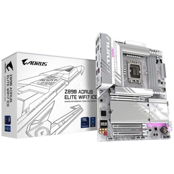 GIGABYTE Z890 AORUS ELITE WIFI7 ICE, Intel Core Ultra (Series 2), LGA 1851/DDR5/PCIe 5.0/4xM.2 - ATX Gaming MotherBoard