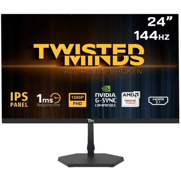 Twisted Minds 24" FHD Flat Gaming Monitor, IPS, 144Hz, 1ms MPRT, Console Ready HDMI 2.1, Nvidia G-SYNC & AMD-SYNC w/ Built-in Speakers