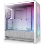 NZXT H5 Flow RGB (2024) Mid Tower ATX Tempered Glass Airflow Gaming Case w/ Pre-installed Single Frame F360 RGB Core + 1xF120Q & USB Type-C Port - White - Image 2