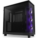 NZXT H6 Flow RGB Perforated Compact Dual-Chamber Mid-Tower Tempered Glass Gaming Case w/ 3xF120 RGB Fans & USB Type-C Port - Black - Image 2