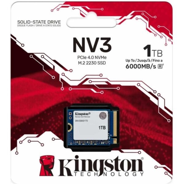 Kingston NV3 1TB M.2 2230 NVMe PCIe Gen 4x4 3D Nand Internal SSD Up to 6000 MB/s
