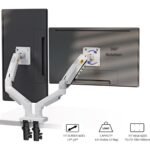 North Bayou (NB F160) Ergonomic Desk Mount Dual Monitor Arm, Up To 17-27" Size & 2-9kg Weight, Vesa 75mm x 75 mm To 100mm x 100mm Mounting Hole - White - Image 2