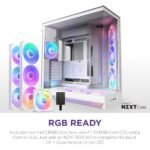 NZXT H9 Flow RGB+ (2025) Panoramic Perforated Dual-Chamber Mid-Tower Tempered Glass New Design Gaming Case w/ 2X F420 RGB Core Single-Frame Fans + 1XF120 RGB Core & Back-Connect Ready - White