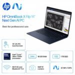 HP OmniBook X Flip 14 inch 2-in-1 Laptop Next Gen AI PC 14-fm0023dx, Intel® Core™ Ultra 7 256V 4.8 GHz, 16 GB LPDDR5x-8533 MT/s, 1 TB PCIe Gen4, 14" 2K Touch Display (1920 x 1200) IPS 400 Nits, Windows 11 Home - Atmospheric Blue - Image 3