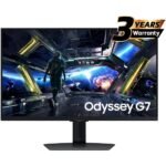Samsung Odyssey G7 (2025) Smart Tizen (DG702) 27" Flat Monitor Fast IPS 4K UHD 144Hz 1ms(GTG), 10Bit, HDR10+, 99% sRGB, HDMI 2.1, FreeSync Premium w/ NQM AI Processor, New Design, Core Sync, Ergonomic Stand & Speakers