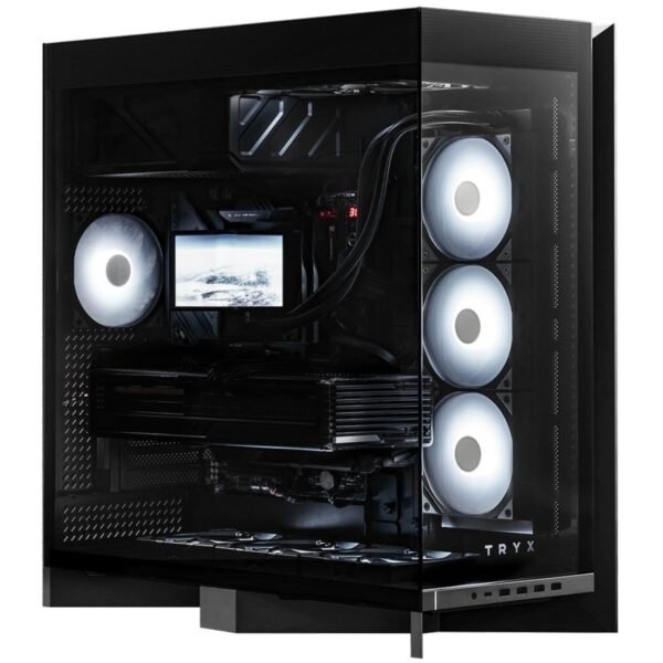 TRYX LUCA L70 (Black) E-ATX Mid Tower Aesthetic Panoramic Tempered Glass Design Gaming case, Type-C, Up To 420mm Radiator, BTF Support