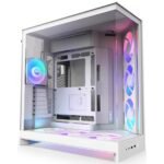 NZXT H9 Flow RGB+ (2025) Panoramic Perforated Dual-Chamber Mid-Tower Tempered Glass New Design Gaming Case w/ 2X F420 RGB Core Single-Frame Fans + 1XF120 RGB Core & Back-Connect Ready - White - Image 2