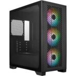COOLER MASTER Elite 301 (Black) Micro-ATX ARGB Mini Tower Tempered Glass Gaming Case, Front Performance MESH Panel w/ 3 x120mm ARGB Fan & USB Type C