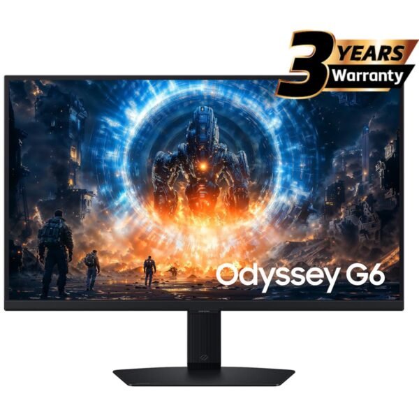 Samsung Odyssey G6 (FG600) 27" Flat Monitor 2K (2560 x 1440) IPS, 350Hz, 1ms(GTG), HDR 400, 99% sRGB, HDMI 2.1, G-Sync Compatible w/ Sleek Metal Design & Ergonomic Stand