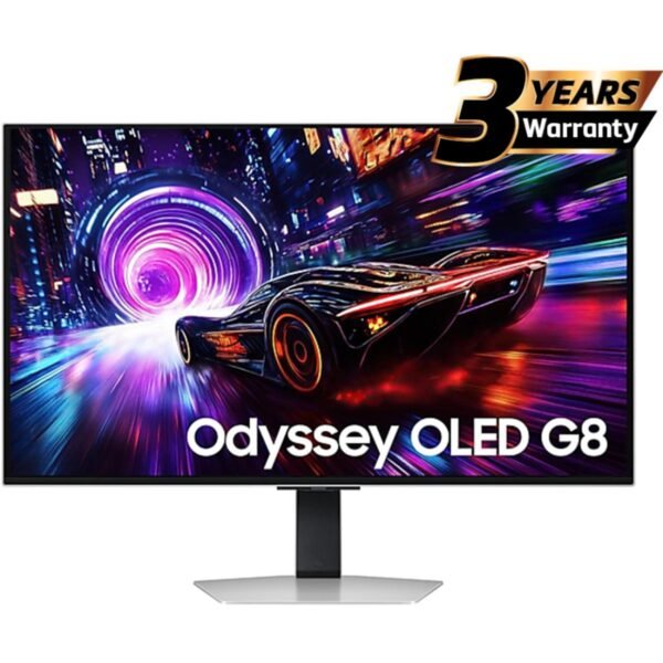 Samsung Odyssey OLED G8 (Non Smart) (FG810) 27" Flat Monitor 4K (3840 x 2160) 240Hz, 0.03ms(GTG), QD-OLED, HDR10+, 99% DCI Coverage, HDMI 2.1, Core Sync w/ Sleek Metal Design, Ergonomic Stand