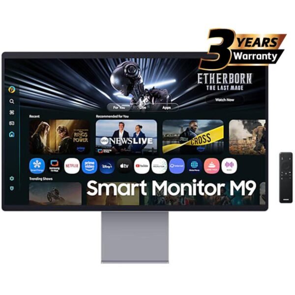 Samsung M9 (M902) Smart AI 32" OLED 4K Flat Monitor, QD-OLED, 165Hz, 0.03ms(GTG), HDR10+, 100% sRGB, Vision AI w/ Metal Slim Design, 4K Camera, USB Type-C, Ergonomics & Adaptive Sound Pro Speakers (Eclipse Silver)