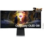 Samsung Odyssey OLED G8 2025 Smart (DG852) 34" 3K UWQHD (3440x1440) Curved, 175Hz, 0.03ms(GTG), QD-OLED, HDR10+, 10Bits, 99% DCI Coverage PRO Colors, G-Sync Compatible, w/ Adaptive Sound Pro Speakers, Ergonomic Stand & Core Sync