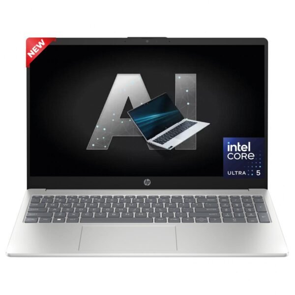 HP Laptop 15-fd1017ne Intel® Core™ Ultra 5 125H High-Preform. Processor Up to 4.5 GHz,16 GB DDR5, 15.6" FHD IPS Micro Edge - Natural Silver