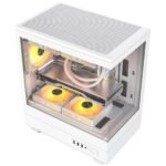 darkFlash DB330M Micro ATX Mid Tower Modern Aesthetic ARGB Gaming case, Panoramic Tempered Glass Design, w/ 3 ARGB Fans (White) - Image 2