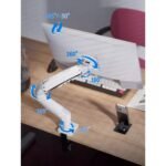 North Bayou (NB F80) Ergonomic Desk Mount Single Monitor Arm, Up To 17-30" Size & 2-9kg Weight, Vesa 75mm x 75 mm To 100mm x 100mm Mounting Hole - White - Image 3