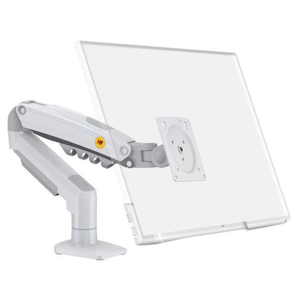 North Bayou (NB F80) Ergonomic Desk Mount Single Monitor Arm, Up To 17-30" Size & 2-9kg Weight, Vesa 75mm x 75 mm To 100mm x 100mm Mounting Hole - White