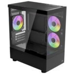 AeroCool Viewport-Mini ARGB Stylish w/ Panoramic View mATX Mini Tower Tempered Glass Gaming Case w/ 3X120mm ARGB Fans