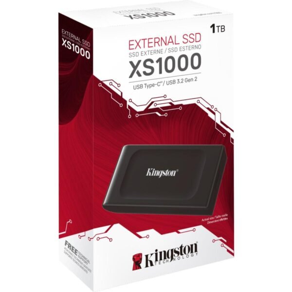 Kingston XS1000 SSD External Pocket-sized 1TB With USB-C to USB-A Cable